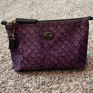 Coach Purple Snake Print Cosmetic Makeup Pouch